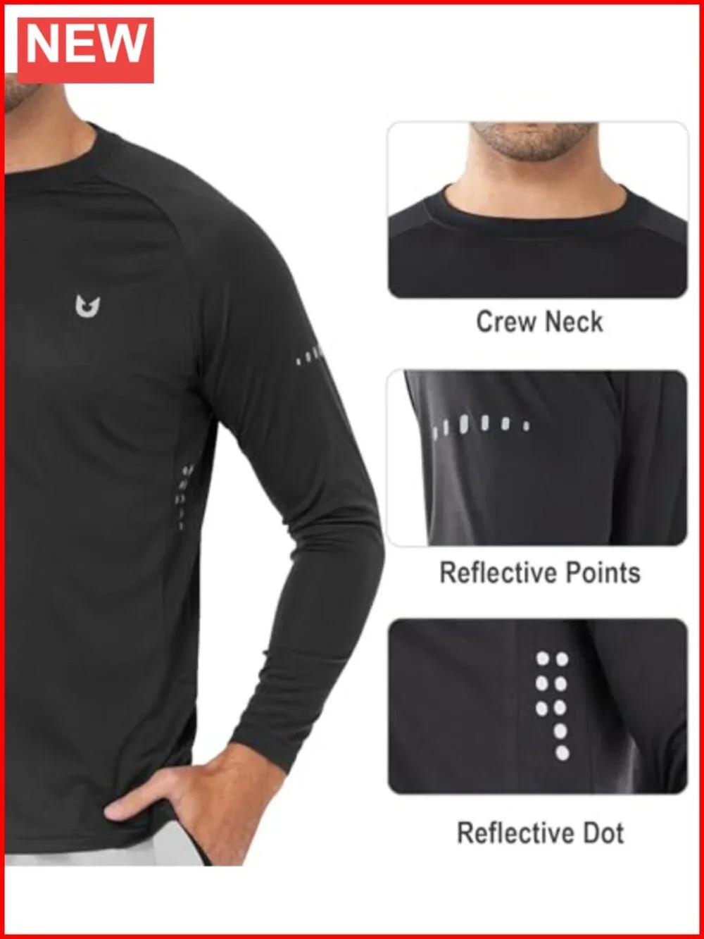 UPF 50+ Long Sleeve Sun Protection Shirt Quick Dry Athletic Running Rash Guard